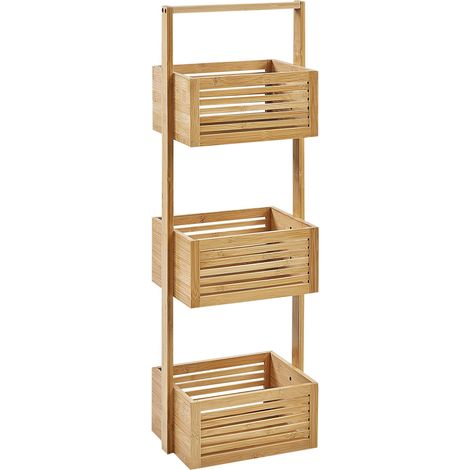 Scaffale da bagno corto in bambù a 3 ripiani in legno chiaro per il bagno Waverly