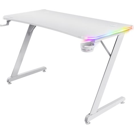 Trust GXT 709W LUMINUS Scrivania Gaming Bianca 120x60cm con Retroilluminazione RGB (1/4)