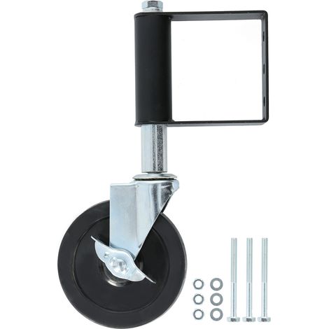 Decdeal Roue de portail, roulette à ressort, amortissement multifonction, en aluminium, capacité de charge de 5 pouces, 90kg (noir)