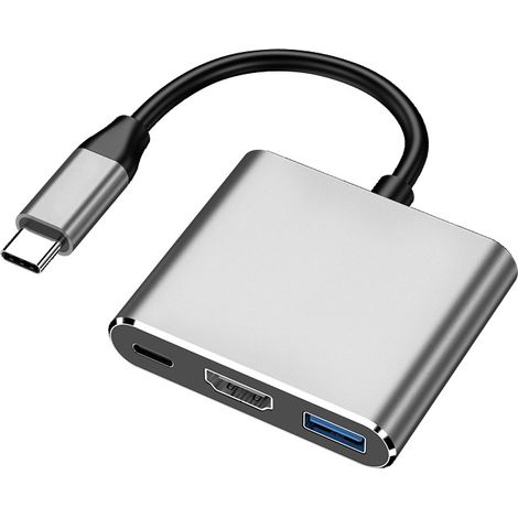 Adaptateur USB C vers HDMI 3 en 1, Type C Hub vers HDMI 4K Convertisseur avec Port USB 3.0 et Port de Charge C USB Compatible avec MacBook Pro (1/5)