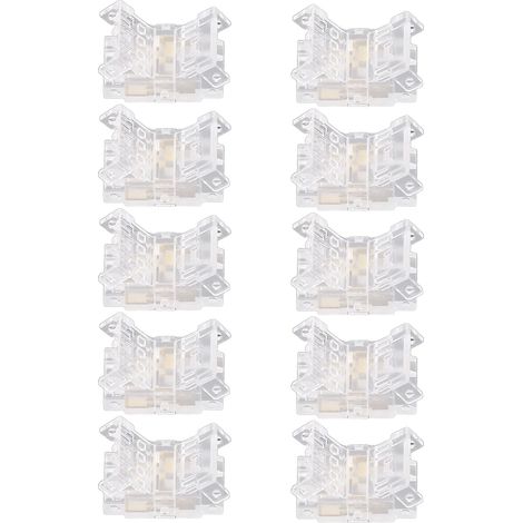 Lot de 10 connecteurs COB pour ruban LED, 10 mm, 3 broches, transparents et sans soudure, pour la maison, l'école ou le bureau. (1/5)