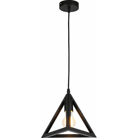 Lampadario a Sospensione E27 in Metallo Nero Design Geometrico Moderno Stile Industriale, Lampada a Soffitto per Cucina Soggiorno Camera