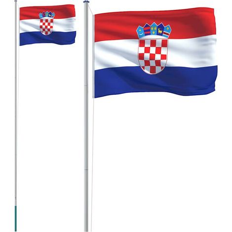 Le drapeau croate et un mât en aluminium de 6,08 mètres. (1/5)