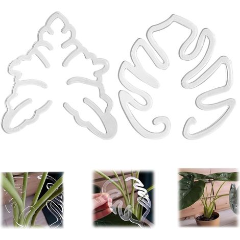 2 Pièces Support Plante Monstera, Supports Tiges Plantes, Support pour Plantes en Forme de Monstera, 2 Tailles Support de Tige Transparent pour Maintenir Les Plantes en Croissance Verticale (1/5)