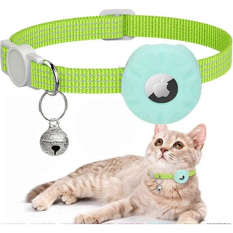 Lot de 2 colliers Airtag pour chat avec clochettes, collier de localisation rapide pour animaux de compagnie avec suivi GPS (1/5)