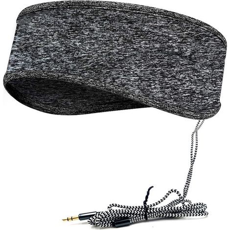 Grey musical sleep headband – 3.5 mm wired headphones – Soft and breathable polyester fabric – Noise reduction for restful sleep (1/4)