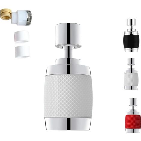 Adaptador de Grifo con Filtro, Aluminio Blanco Giratorio 360° y 3 Modos de Chorro para Ahorro de Agua – Ideal para Cocina (1/5)