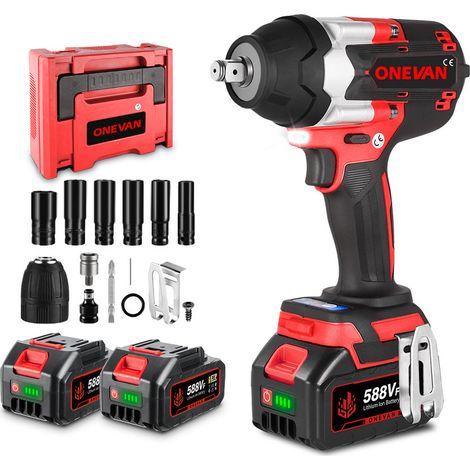 1800N.M Avvitatore elettrico senza spazzole Avvitatore a batteria da 1/2 pollici Strumento di potere con 2 batterie +12 accessorio (1/5)