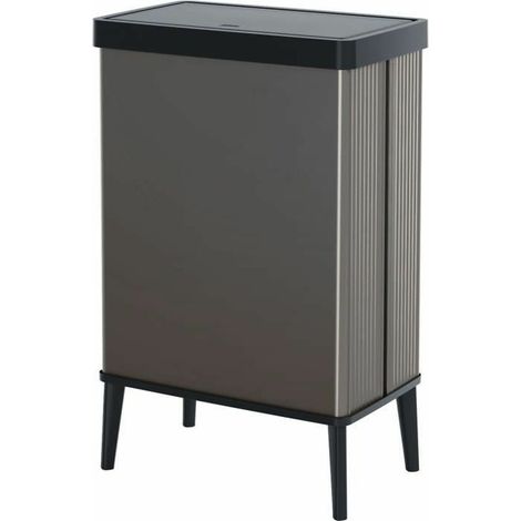 Poubelle sur pieds - VERTO - CURVER - Ouverture touch - 54 L - Gris perle (1/5)