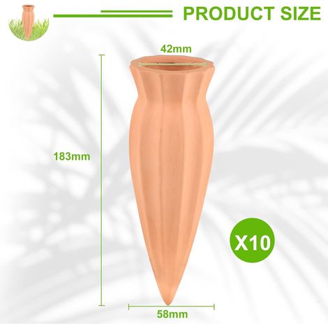 10 x Cône D’arrosage en Argile Arrosage Automatique pour Plantes, D'intérieur Ampoules D'arrosage Distributeur D'eau pour Plantes Globe D'arrosage Ollas Terre Cuite pour Jardin Maison Extérieur