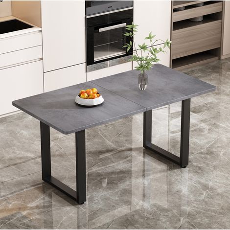 Tavolo da pranzo rettangolare in truciolare e metallo nero e grigio, stile industriale (1/5)