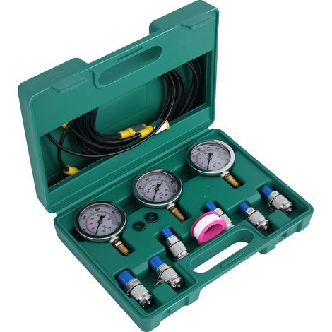 Kit de prueba de presión hidráulica, presión máxima 8600 PSI, manguera de 1,5 metros (5 pies), acero de alta resistencia, accesorios incluidos, compatibilidad universal. (1/5)