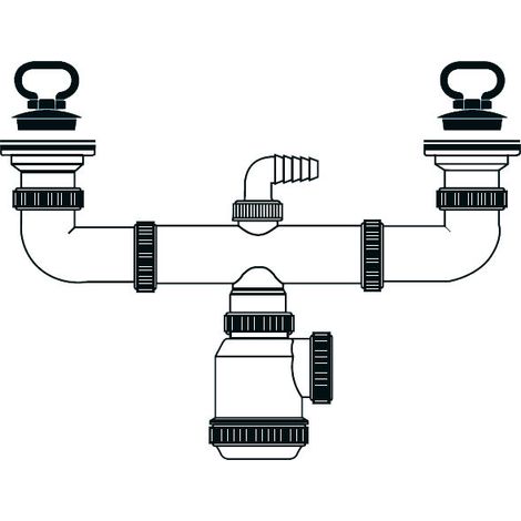 Externer Doppel-Spülbeckensiphon 1 1/2 85 mm T44 50201