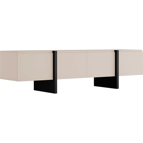 Mobile TV con 4 ante in MDF Beige e Nero - LUVONIA (1/5)