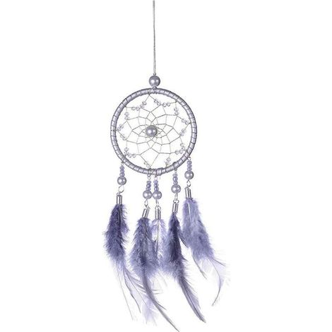Filet suspendu. Attrape-rêves. Dentelle. Filet de plumes. Décoration. Pendentif attrape-rêves. Magnifique décoration suspendue grise de style bohème. Idéale pour les murs, les chambres, les fenêtres e (1/5)