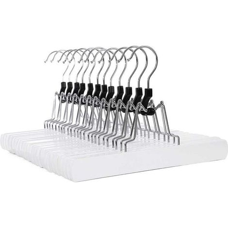 12 Cintres pinces bois blanc (1/5)