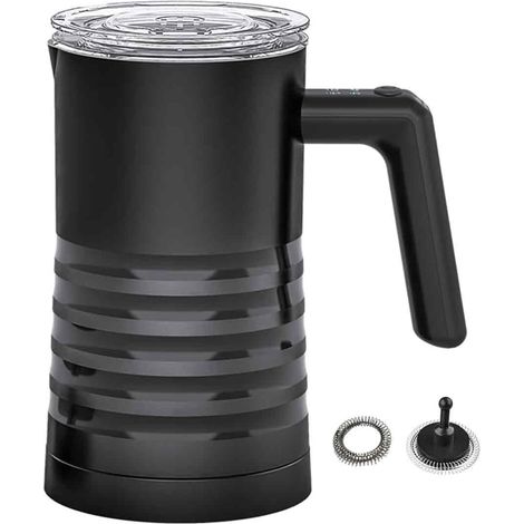 Elektrischer Milchaufschäumer 4-in-1, 350 ml, 400 W, wasserdicht IPX2, vollautomatisch, Milchaufschäumer, Mischbecher mit Reinigungsbürste, Schwarz, EU-Stecker