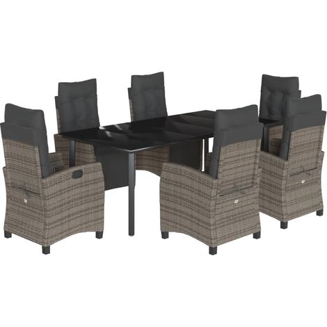 Maison Exclusive - Set da Pranzo da Giardino 7 pz con Cuscini in Polyrattan Grigio (1/5)