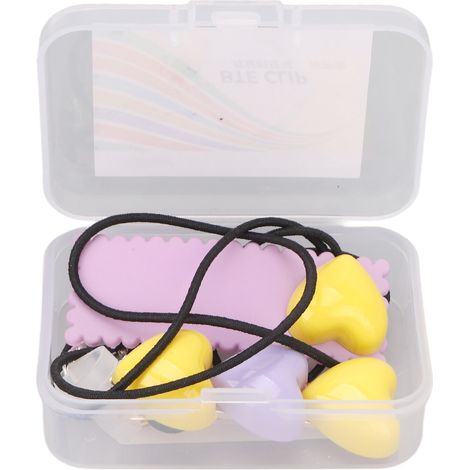Porte-Appareil Auditif Anti-Perte Clip Cheveux Jaune Violet Silicone Nylon ABS pour Enfants et Seniors, Maintien Bilateral Oreilles (1/5)