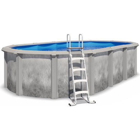 Trigano – Piscine hors sol ovale 6,10 x 3,65 x 1,32 m – Acier galvanisé – Liner 42/100ème – Échelle antidérapante – Système de filtration Aqualoon™