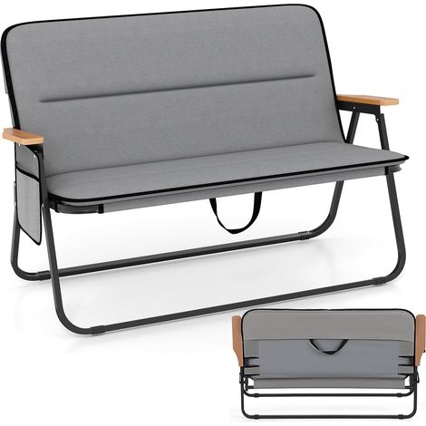 COSTWAY Chaise Pliante Camping, Chaise de Jardin Exterieur, Coussin Amovible, Poche Latérale, Tissu Oxford, Fauteuil Pliante pour Jardin Piscine Camping (111 x 57 x 71 cm,1) (1/3)
