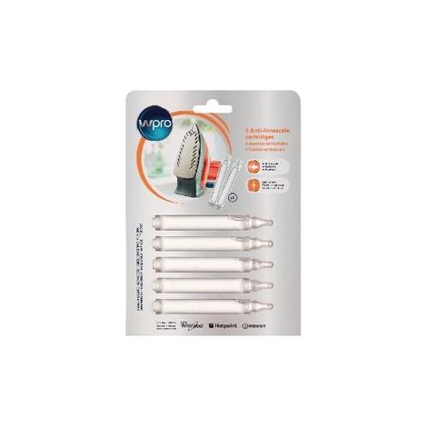 5 dosettes antitartre (5 x 6 ml) pour central à vapeur/ fer à repasser, compatible Whirpool - 484000008409 (1/3)