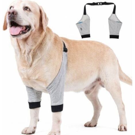 (Grau, M) Verstellbarer Ellbogenprotektor für Hunde, Vorderbeinschutz, Schutzbandage für die Genesung nach Operationen und Verletzungen, 1 Paar (1/4)