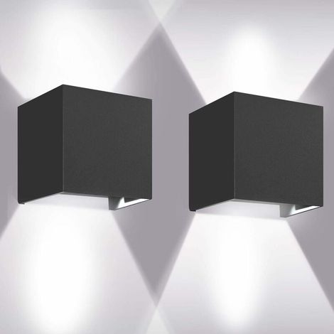 Aplique de pared exterior LED de 12 W, 2 piezas, 6000 K, aplique de pared LED para exterior/interior, aplique de pared exterior ajustable, lámpara de pared interior antiagua IP65 para dormitorio, hoga (1/5)