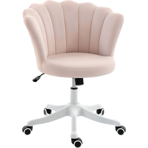 Chaise bureau Nortaenès velours coquillage design rose poudré blanc (1/4)