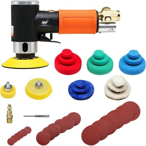 WorkPad Mini polisseuse pour voiture, polisseuse pneumatique, meuleuse d'angle excentrique WP 25 mm, 50 mm, 76 mm – complète avec accessoires. (1/5)