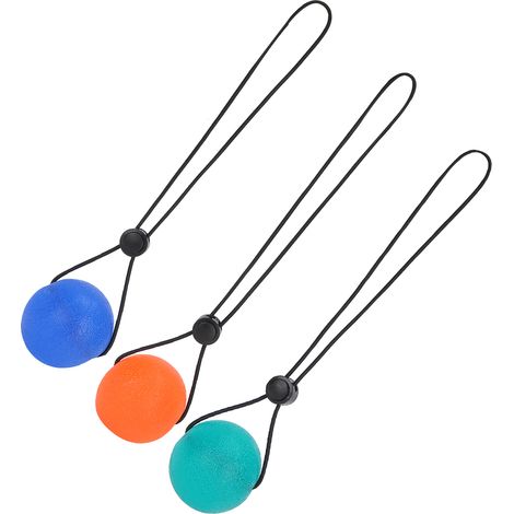 Lot de 3 balles de massage anti-stress pour la rééducation et le renforcement des poignets (bleue 30 degrés, orange 20 degrés, verte 35 degrés) (1/5)