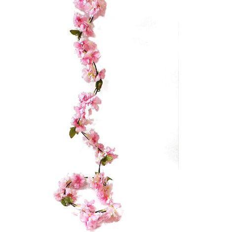 Fleurs de cerisier artificielles vigne plantes suspendues Faux Sakura guirlande fausse couronne de cerisier oriental fleur artificielle 5.8 FT rose clair (1/5)