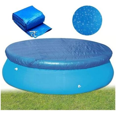 Runde Poolabdeckung, Solarabdeckung für Aufstellpools, Staubschutz mit Kordelzug für aufblasbare Pools, Staubschutzabdeckung für Whirlpools, blau, 3 m (1/5)