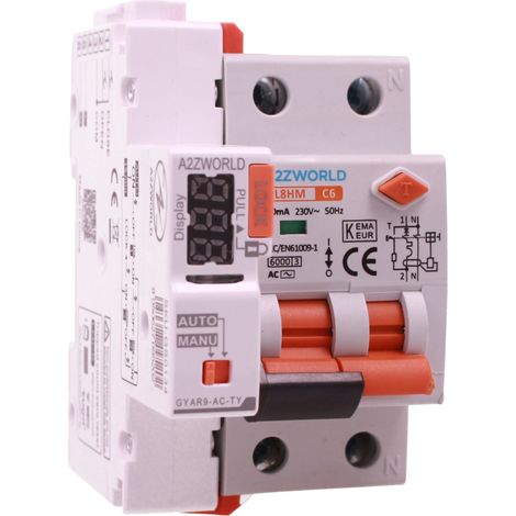 RCBO Interruttore Magnetotermico Differenziale WIFI Con Riarmo Automaico, Tipo AC Curva C 1P+N 3M 6000A 30mA C6A AC 230V IP20 IEC61009-1 PL8HM, Disponibili 6A 10A 16A 20A 25A 32A (C6A)
