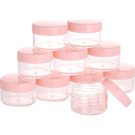 Recipiente Para Muestras - 10 G - Acrílico Transparente - Tapa Rosca Plana - Rosa - 15 Unidades (1/5)