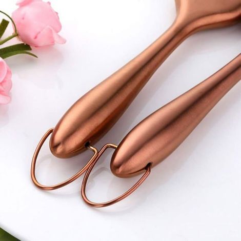 Pinceau A Badigeonner - Silicone Haute Temperature - Acier Inoxydable - Manche Or Rose - Longueur 20 Cm - Lot De 2 (1/5)