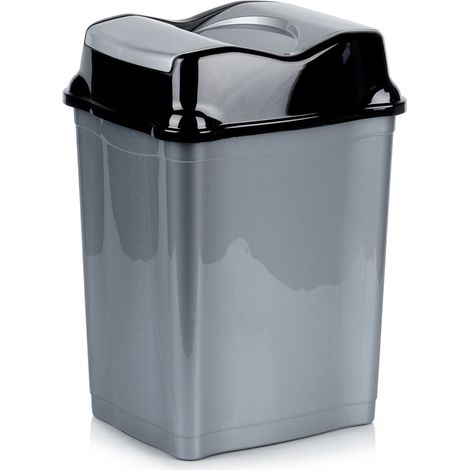 Cubo de basura de plástico gris de 28 litros