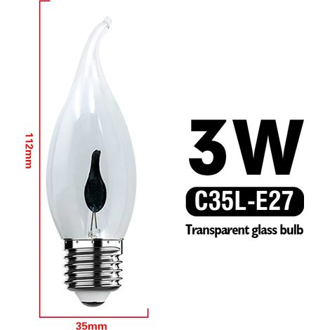 Lampes de croissance pour plantes (C35L E27 Ampoule à bougie, 6 pièces) Lampe LED à effet flamme vacillante orange et rouge vintage (1/5)