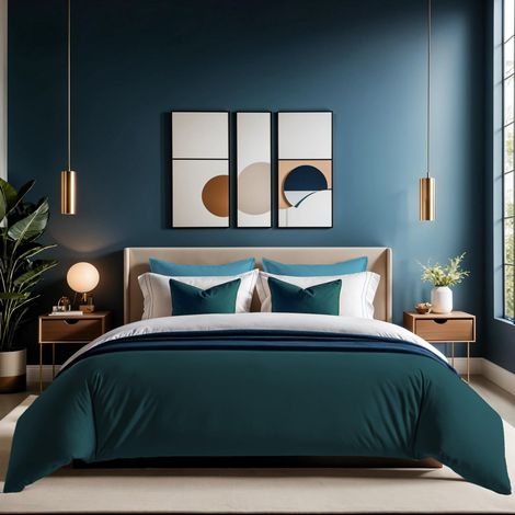 Housse de Couette - Taille XXL - Vert pétrole - 155 x 220 cm - 100% Coton - Nombre de Fils 145 - Fermeture à Bouton - Lavable en Machine à 30 °C - Twin (1/5)