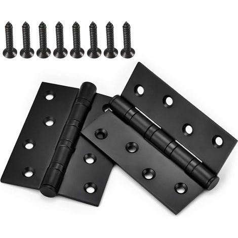 Charnières inox 100 mm – 4 pièces, roulements à billes, pour fenêtres et armoires, noires (1/5)