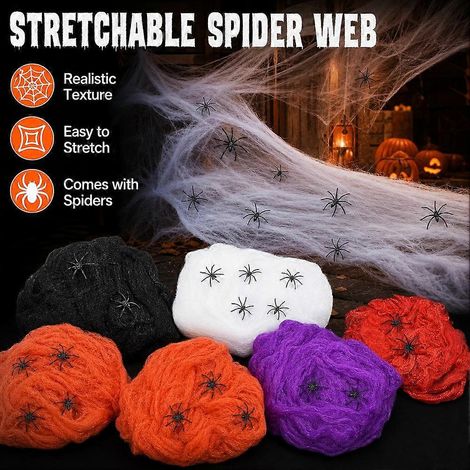 Plastic Fake Spider Web Elastic Halloween Decor Accessory Cotton Flexible (1/3)