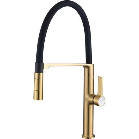 Cross-border trade kitchen faucet, universal telescopic rotating sink/vegetable basin, high-pressure pull-out hot and cold water faucet - magnetic universal brushed gold model