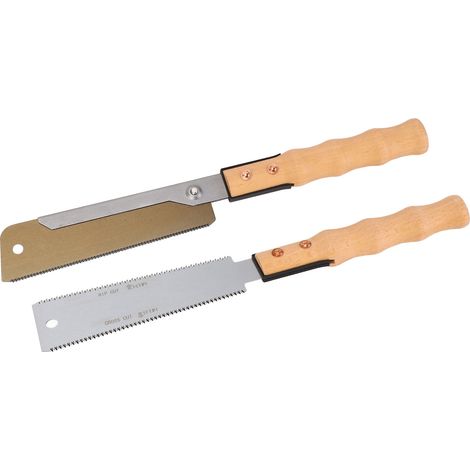 Lot de 2 scies à main : scie à queue d'aronde dorée de 18 cm et scie à affleurer double face pour le travail du bois (1/5)