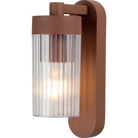 Applique murale d'extérieur sur secteur culot E27 corten H24cm, Marron (1/2)