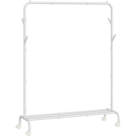 Perchero con ruedas 1 barra de acero capacidad de carga 50 kg 103,5 cm de ancho almacenaje multiusos negro 120006966
