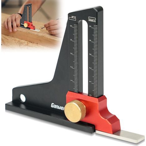 Jauge de Hauteur pour le Travail du Bois, Jauge de profondeur de scie de table en alliage d'aluminium, jauge de profondeur et de hauteur pour maison bricolage menuiserie (1/5)