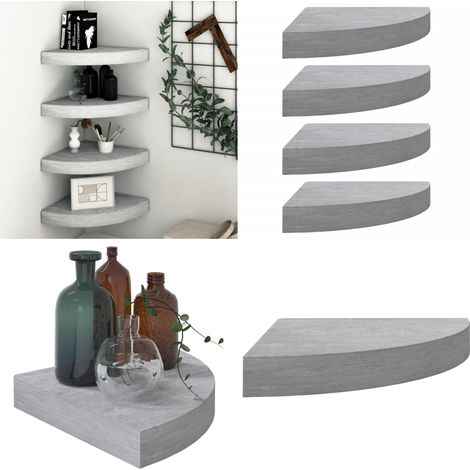 Eck-Schweberegale 4 Stk. Betongrau 25x25x3,8 cm MDF - Eckwandregal - Wandregal - Betongrau - Wohnraumgestaltung - Möbeldeko - Home & Living (1/5)