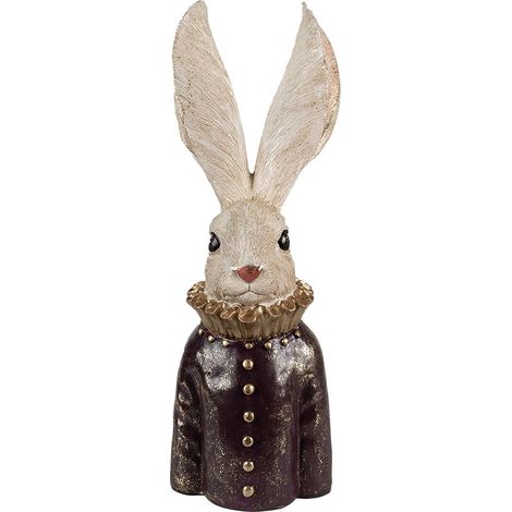 Statue de Lapin Décorative en Polyrésine Blanc et Doré 42 cm - Buste Déco de Pâques - PANGIVO (1/5)