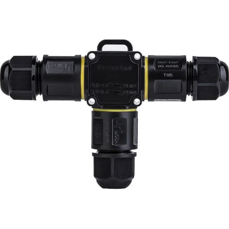 Connecteur de câble étanche IP68 - Boîte de jonction en T, connecteur étanche à 3 fils - Connexion de jardin extérieur - Dérivation de câble 6-11 mm - Boîtier électrique externe étanche