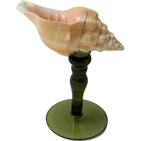 Verre à vin à pied en coquillage naturel, verre artistique en coquillage irrégulier, décoration intérieure.
